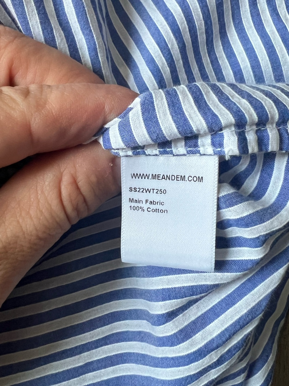 ME+EM Lightweight Cropped Boxy Button Down Shirt Blue Stripe size 10 - Picture 6 of 10